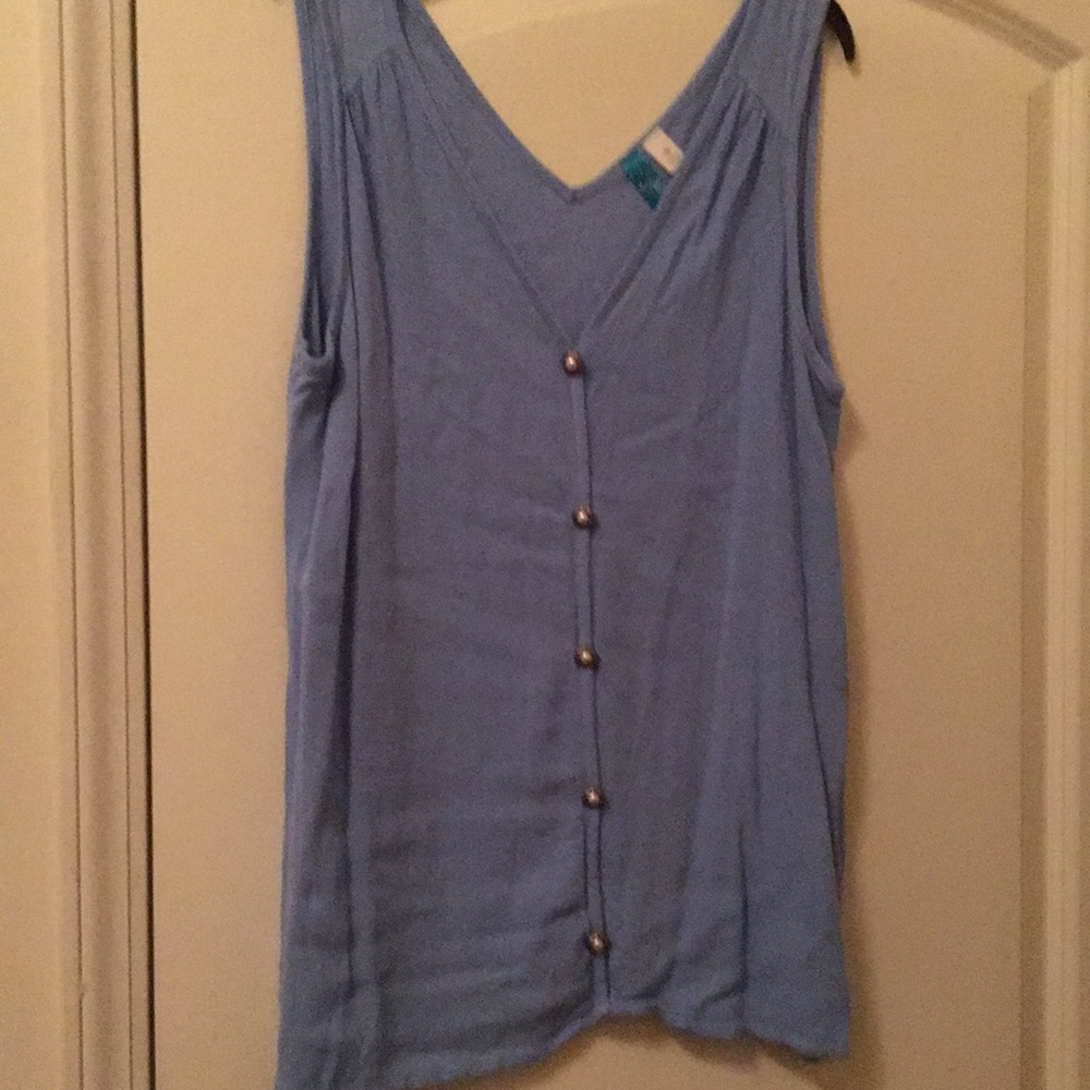 Blue tank top size M flower buttons